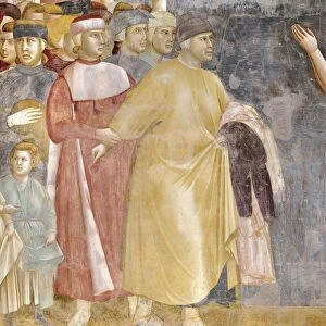 Italy, Umbria Region, Perugia Province, Assisi, St Francis Basilica, Upper church Giotto, detail from fresco depicting life of St Francis, renunciation of wealth