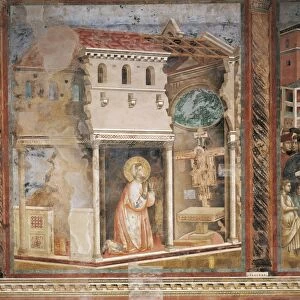 Italy, Umbria Region, Perugia Province, Assisi, St Francis Basilica, Upper church Giotto, detail from fresco depicting life of St Francis