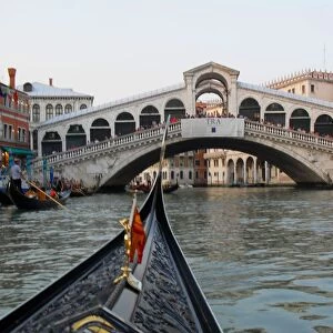 Italy, Venice, Rialto Bridge seen from gondola