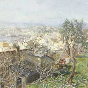Italy, View of Genoa by Linda Ferrario, oil on canvas