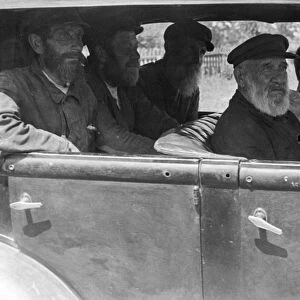 A jewish kolkhoz in stalindorf - national jewish district, ukraine, ussr, on the jewish kolkhoz combine, the oldest and most experienced collective farmers are leaving for the fields to act as inspectors