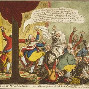 A Kick at the Broad-Bottoms George III kicking Lord Grenvilles bottom