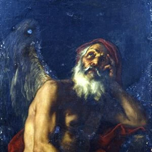 Kronos (Chronos) one of the Greek Titans, father of Zeus. Saturn in Roman mythology