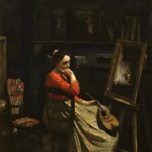 L Atelier de Corot, 1865-1870. Scene in Corots studio with seated