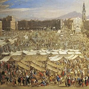 Large Market in Naples, detail, by Angelo Maria Costa