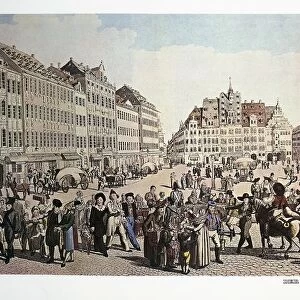 Leipzig, Market Square (Markt) and Old Town Hall (Alter Rathaus), print, 1820
