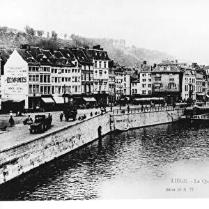 Liege, River Meuse and Quai de le Batte, photograph
