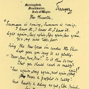 Manuscript of the poem The Throstle
