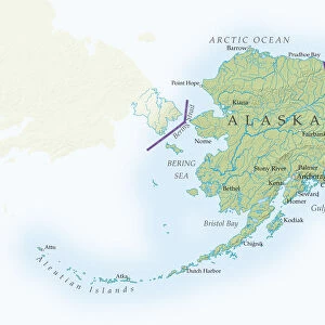 Map of Alaska, close-up