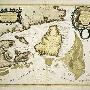 Map of Eastern Canada and Newfoundland, drawing by Vincenzo Maria Coronelli, 1692