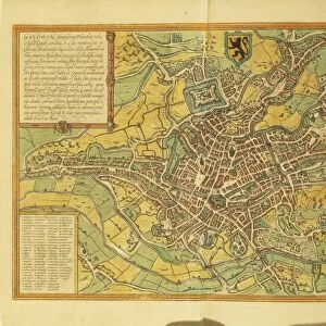 Map of Ghent, Gand from Civitates Orbis Terrarum by Georg Braun, 1541-1622 and Franz Hogenberg, 1540-1590, engraving