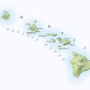 Map of Hawaii, close-up
