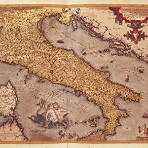 Map of Italy from Theatrum Orbis Terrarum, by Abraham Ortelius, 1528-1598, engraving, 1570