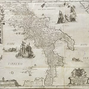 Map of The Kingdom of Naples, by Giovan Battista Pacichelli, engraving, 1702