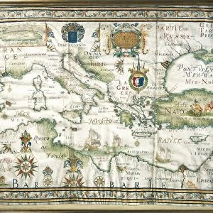 Map of Mediterranean and Black Sea, by French admiral Albin Roussin, 1654