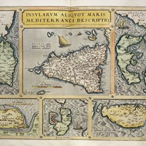 Map of Mediterranean Islands, from Theatrum Orbis Terrarum by Abraham Ortelius, 1528-1598, 1570
