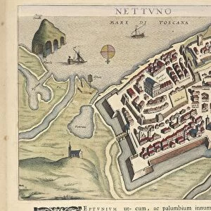 Map of Nettuno, from Theatrum civitatum et admirandorum Italiae, by Joan Blaeu, engraving