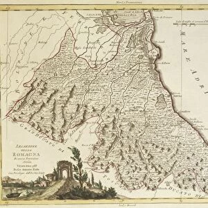Map of Papal States, Italy, 1783