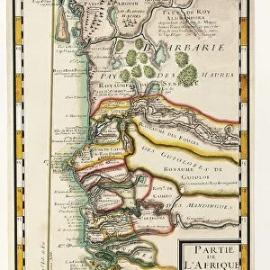 Map of Senegal, Mauritania and Gambia, 1729