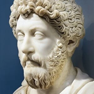 Marble bust of emperor Marcus Aurelius, AD 161-180, from Turkey, Ephesus, Terrace House