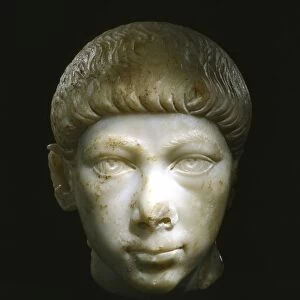Marble portrait bust of Valentinian II or his half-brother Gratian: c. 375. Byzantine