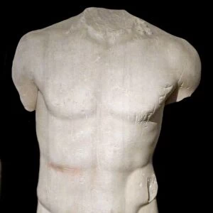 Marble torso of Apollo statue, ca 450 BC