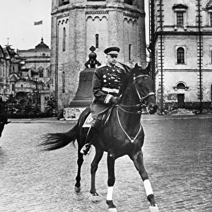 Marshal of the soviet union, konstantin rokossovsky, on his way to red square from the kremlin for the victory day parade, moscow, 1945