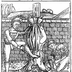Martyrdom of St Peter who is said to have been crucified at Rome with head, not feet