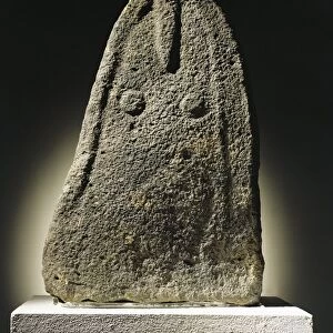 Menhir with female features from archaeological site of Genna Arrele in the surroundings of Laconi, Oristano province