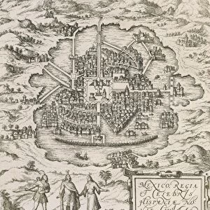 Mexico City from Civitates Orbis Terrarum by Georg Braun, 1541-1622 and Franz Hogenberg, 1540-1590, engraving