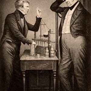 Michael Faraday (1791-1867) English chemist and physicist, left, and John Frederic Daniell