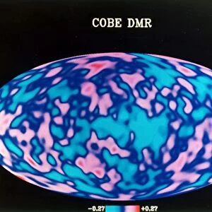 Microwave map of whole sky produced from one years data from COBE (Cosmic Background Explorer)