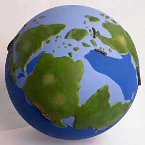 Model of the earth during the Jurassic period before the continents had taken the
