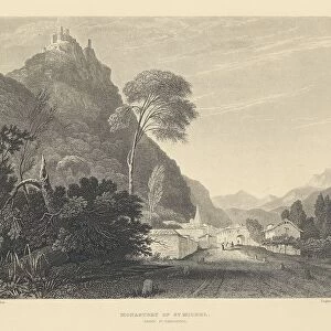 Moncenisio Pass with San Michele Monastery, from Illustrations of the Passes of the Alps by which Italy Communicates with France, Switzerland, and Germany, by William Brockedon, published in London, 1828-1829, engraving