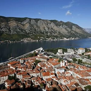 Montenegro, Kotor, view of the town and Gulf of Kotor