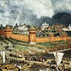 Moscow kremlin during the reign of ivan lli (ivan the great) in the 16th century by apolinary vasnetsov (1921)