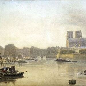 Notre Dame, watercolour by Frederick Nash (1782-1856) English painter. View
