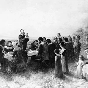 Painting of Thanksgiving at Plymouth, Massachusetts
