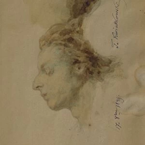 Paris, France, Portrait of Frederic Francois Chopin (1810 - 1849), Polish composer and pianis at death bed, October 17th, 1849, drawing