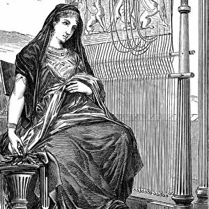 Penelope and her loom. In Ancient Greek legend wife of Ulysses, mother of Telemachus