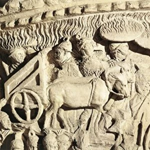 Plaster cast of column of Marcus Aurelius, detail, use of fire during siege