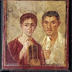 Portrait of baker Terentius Neo and his wife in formal clothes from Italy, Campania, Pompeii, 55-79 A. D. painting on plaster