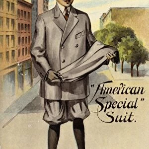 Postcard Advertising the American Special Suit. ca. 1900-1930, American Special Suit. Sold by the American Clothing Co. 225 Middle Str. Portland, Me