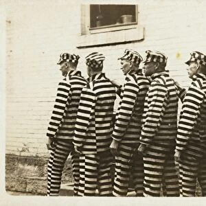 Postcard of Convicts Wearing Striped Uniforms. Postcard of Convicts Wearing Striped Uniforms