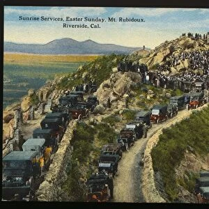 Postcard of Easter Sunrise Services at Mount Rubidoux. ca. 1920, Sunrise Services, Easter Sunday, Mt. Rubidoux, Riverside, Cal