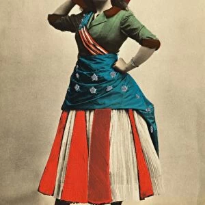 Postcard of a Woman in Patriotic Dress. ca. 1908, Postcard of a Woman in Patriotic Dress