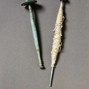 Prehistory, Iron Age, Villanovian culture, bronze spindle-whorls, from Benacci necropolis at Bologna, Italy