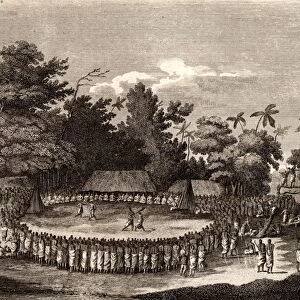 The Reception of Captain Cook in Hapaee. Ceremonial reception of James Cook