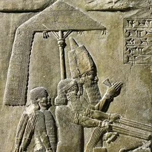 Detail of relief depicting king Ashurbanipal on chariot, from Palace of Ashurbanipal, Nineveh, Iraq