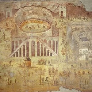 Riot at the amphitheater, from Italy, Campania, Pompeii, painting on plaster, 55-79 B. C